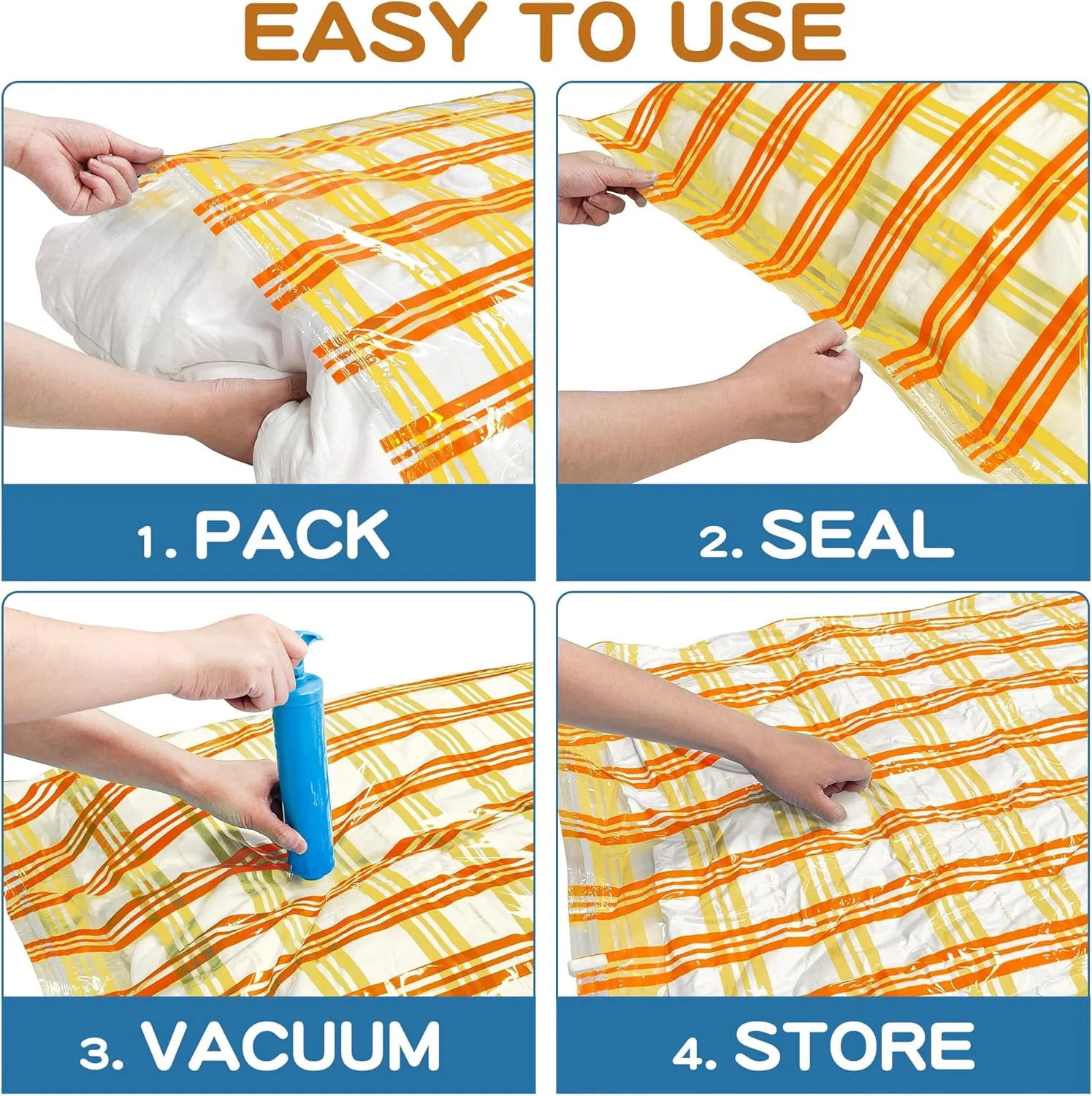 10 Medium Vacuum Storage Bags - Space Saver Seal Bags for Clothes, Comforters, Blankets & Bedding (10M)