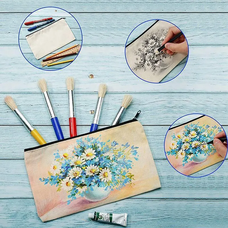 10x Canvas Zipper Pouches Makeup and DIY Craft Cases