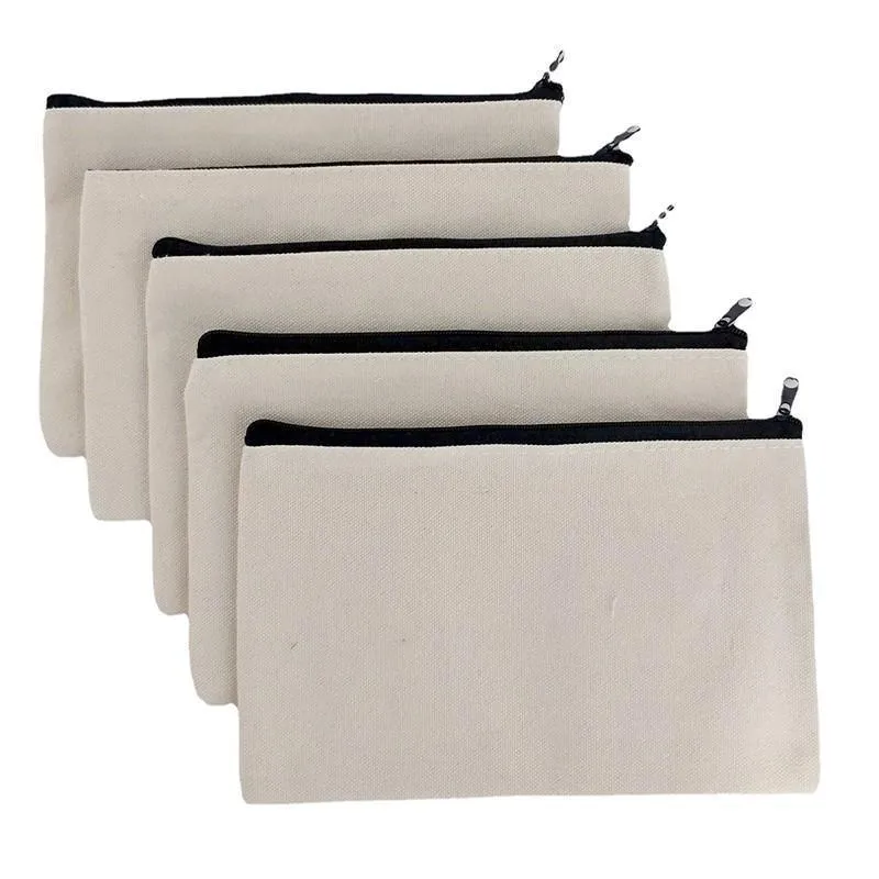 10x Canvas Zipper Pouches Makeup and DIY Craft Cases