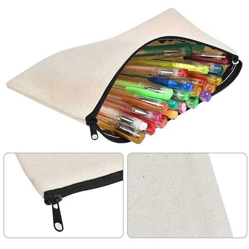 10x Canvas Zipper Pouches Makeup and DIY Craft Cases