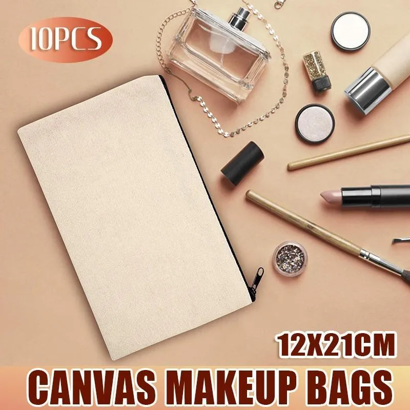 10x Canvas Zipper Pouches Makeup and DIY Craft Cases