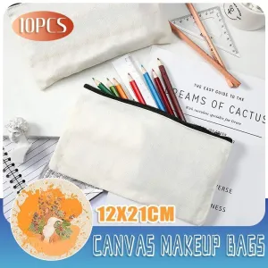 10x Canvas Zipper Pouches Makeup and DIY Craft Cases