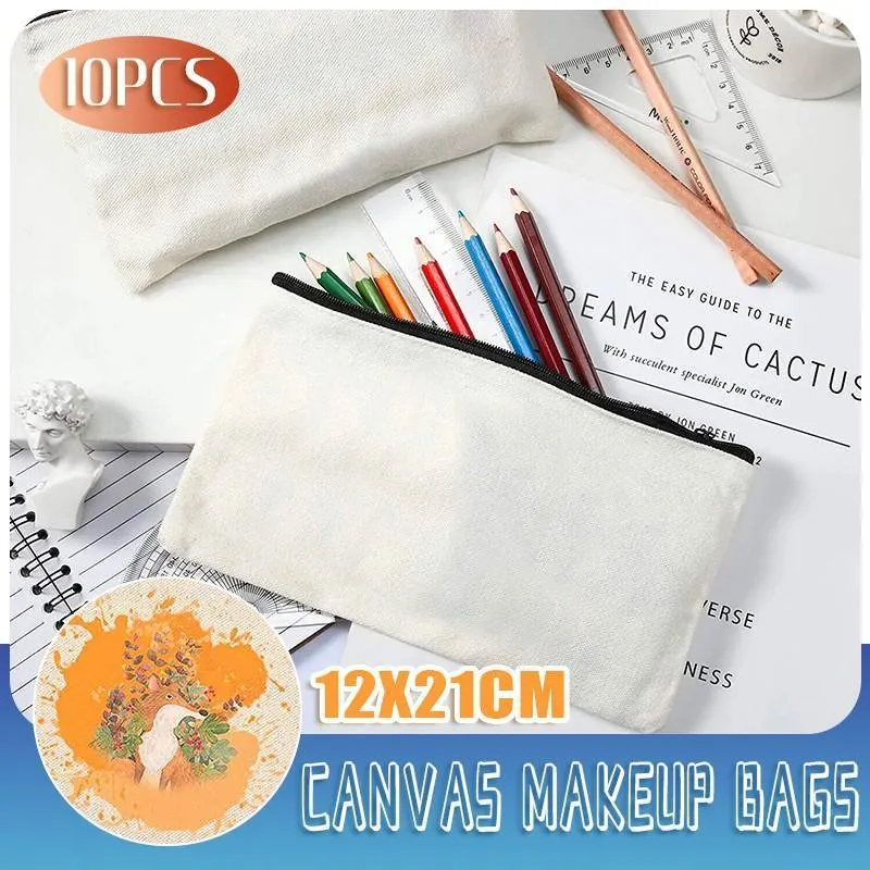 10x Canvas Zipper Pouches Makeup and DIY Craft Cases