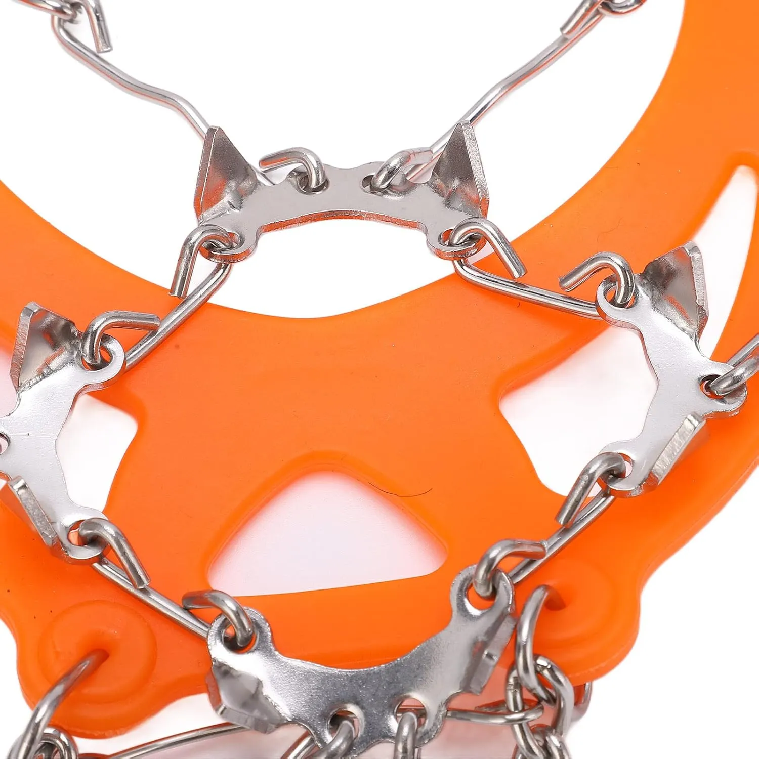 12 Tooth Mountaineering Crampons, Wearproof Skid Snow Shoes Accessory, Made of SiO2 Gel and Stainless Steel, Orange, with Thickened Steel Claws for Outdoor Use