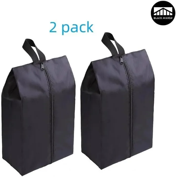 2 or 4 Pack Portable Nylon Waterproof Shoe Storage Bags with Zipper Closure for Men and Women Travel or Family Item Organize(2pack large grey)