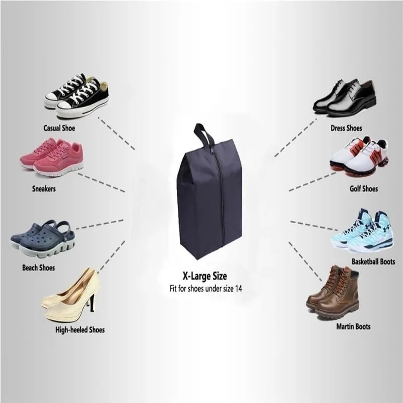 2 or 4 Pack Portable Nylon Waterproof Shoe Storage Bags with Zipper Closure for Men and Women Travel or Family Item Organize(2pack large grey)