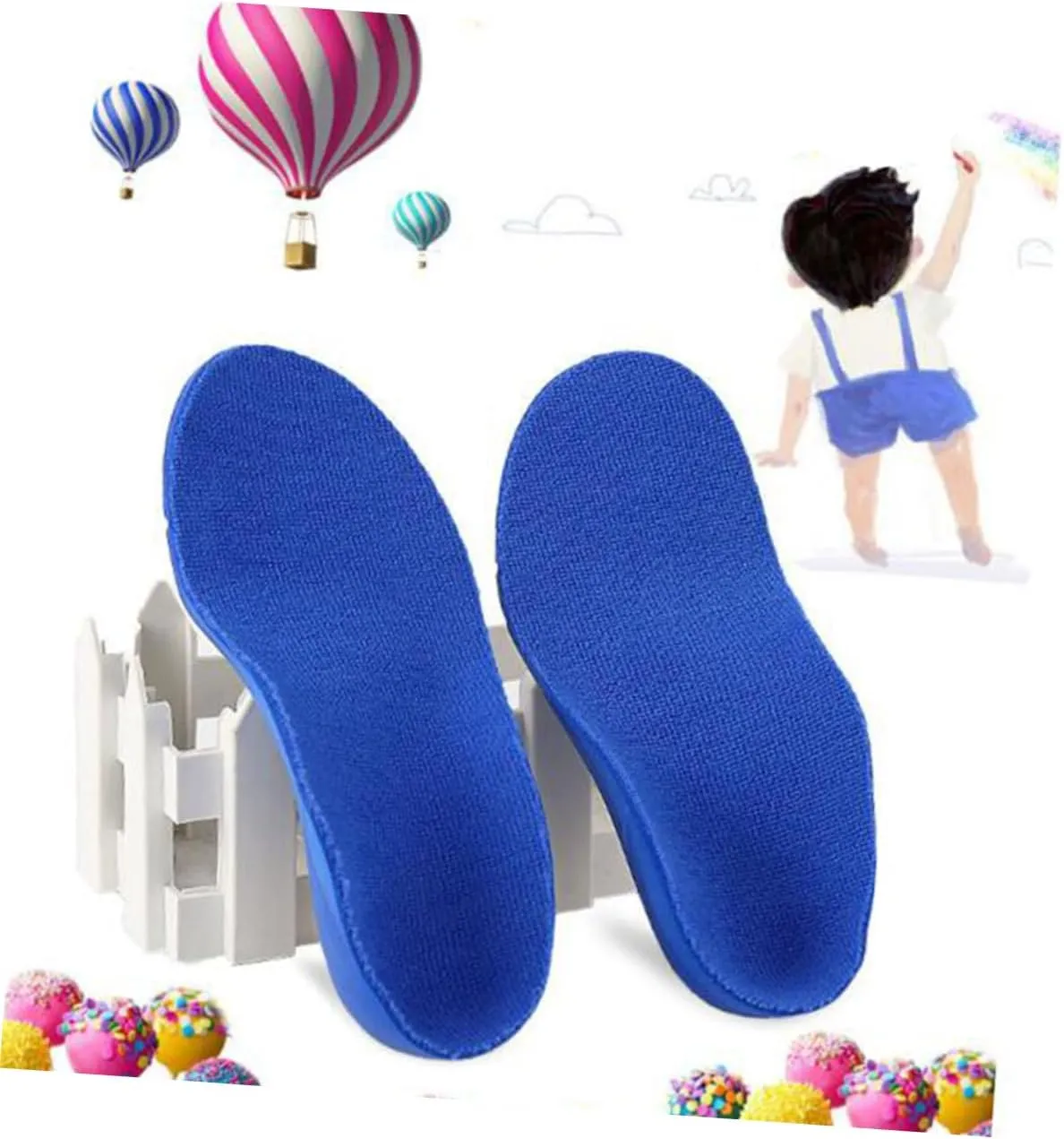 2 Pairs Kids Full Insoles Absorbing Pads for Basketball Sneakers Breathable Correcting Size 23-26