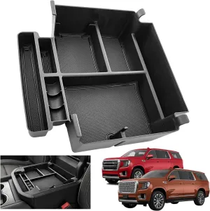 2022 2023 2024 2025 Suburban Yukon Tahoe Premier Sliding Console Tray Center Console Organizer Tray for GMC Yukon Chevy Tahoe Suburban 2021 2022 2023 Armrest Storage Box 2023 Chevrolet Suburban