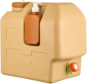 20L Water Container with Spigot - Large Capacity Portable Water Jug for Camping, Hiking, and Emergency - Brown