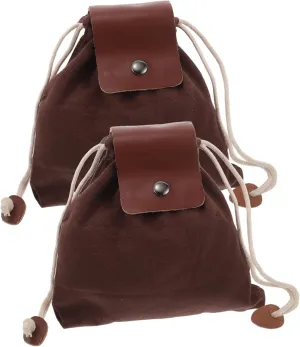 2pcs Outdoor Foraging Bags Fruit Picking Belt Pouches Harvesting Bag Drawstring for Camping Mushroom Hunting