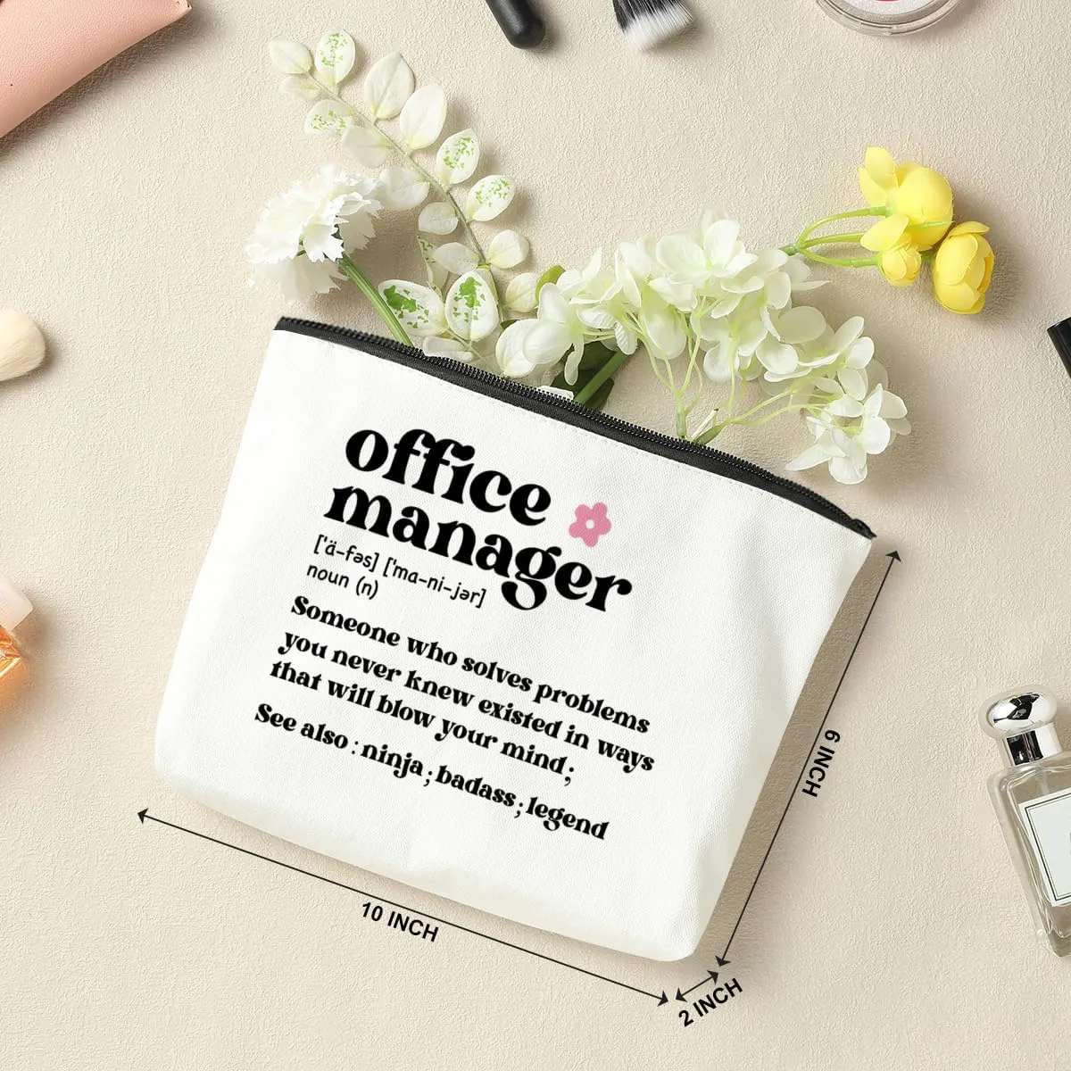 3 Office Manager Gifts for Women - Makeup Bag, Travel Toiletry Cosmetic Bag for Bosses, Supervisor, Boss Lady, Retirement, Christmas