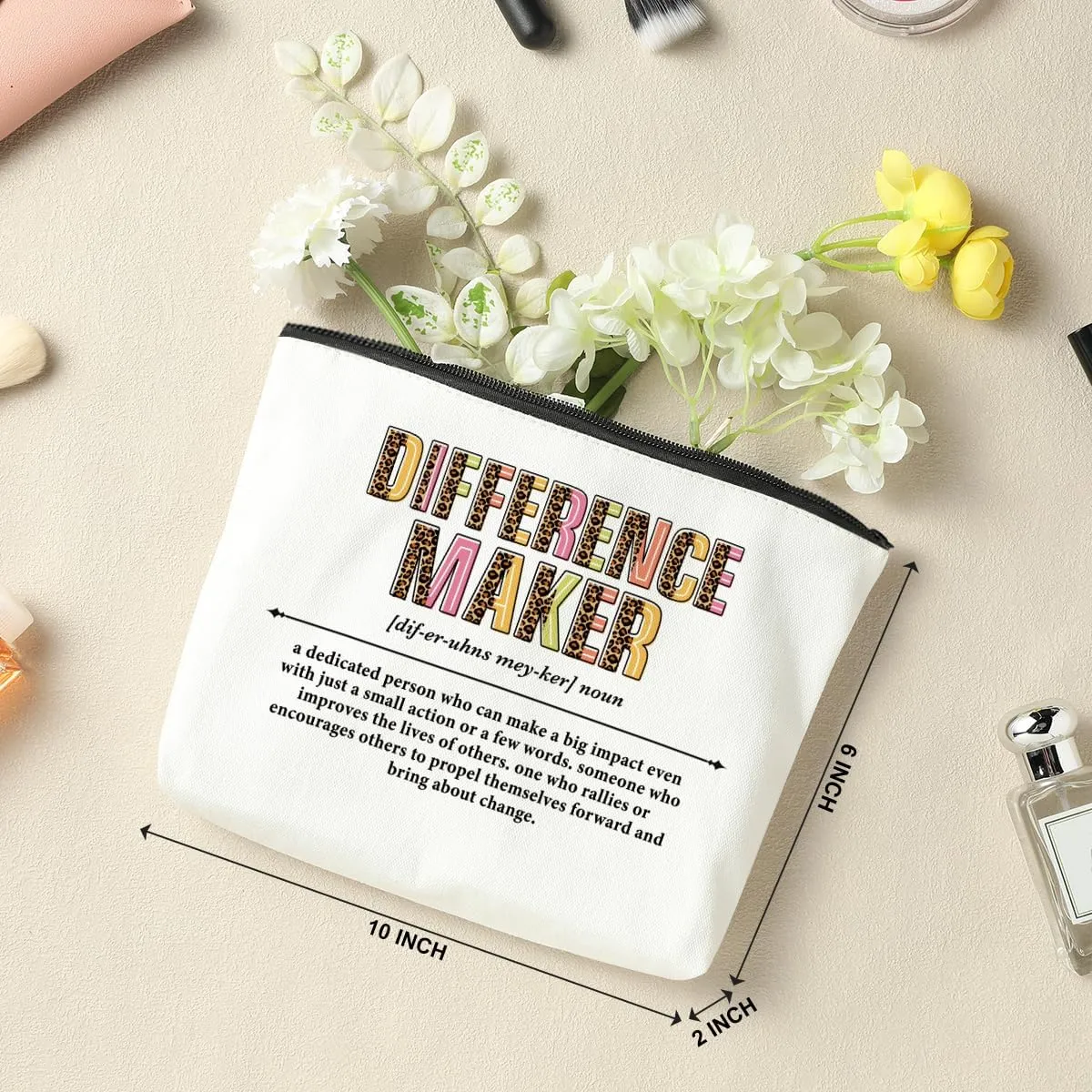 3 PCS Difference Maker Makeup Bag - Boss Gifts for Women, Thank You Gifts for Manager, Counselor, Colleagues & Administrative Professionals - Cosmetic Bag