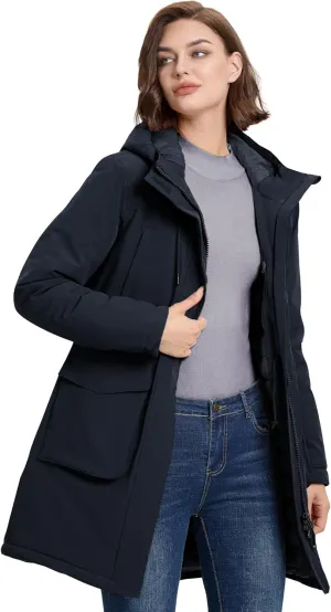 33,000ft Women's Waterproof Insulated Coats with Hood Long Thicken Warm Winter Coats Raincoat Windproof Parka Jacket Ski
