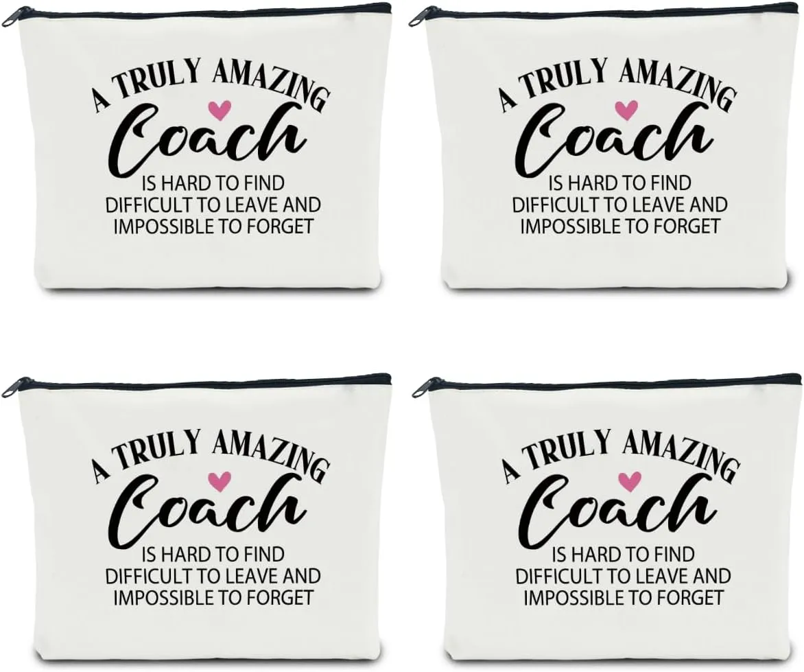 4 Pcs Coach Gifts: Makeup Bag, Cosmetic Bag, Cheer Coach Essentials, Weekend Bag, Coin Purse for Cheerleader Teammates & Teachers