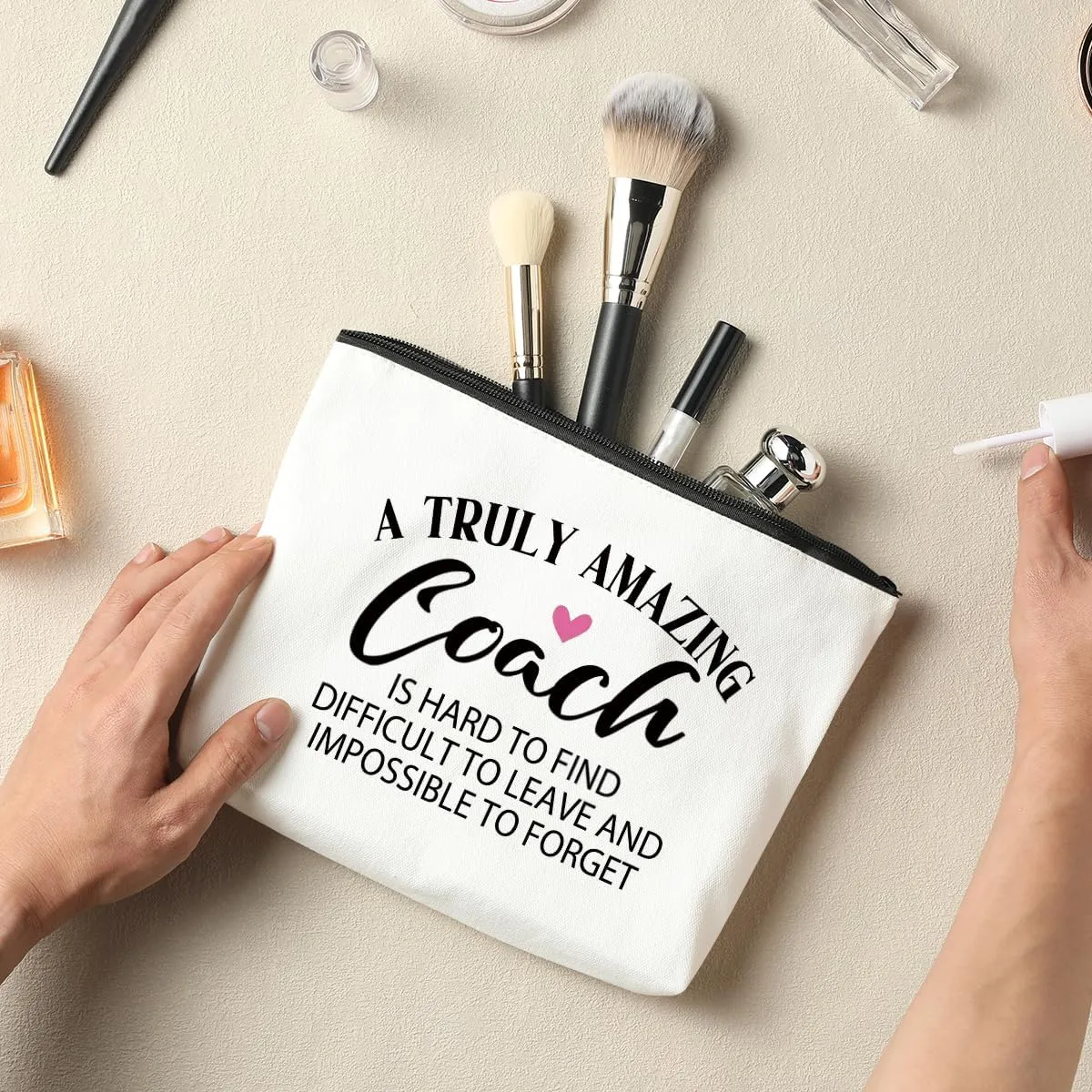 4 Pcs Coach Gifts: Makeup Bag, Cosmetic Bag, Cheer Coach Essentials, Weekend Bag, Coin Purse for Cheerleader Teammates & Teachers