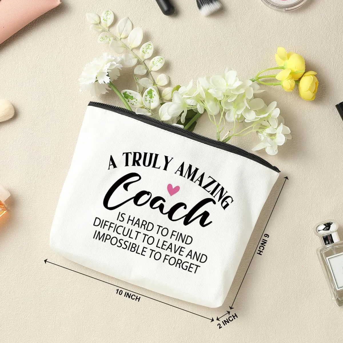 4 Pcs Coach Gifts: Makeup Bag, Cosmetic Bag, Cheer Coach Essentials, Weekend Bag, Coin Purse for Cheerleader Teammates & Teachers