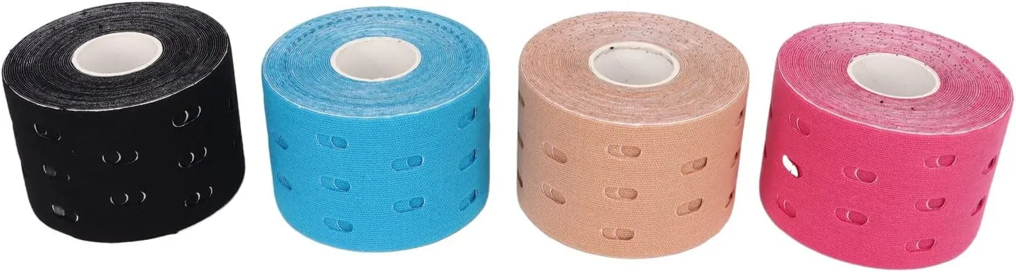 4Pcs Kinesiology Tape, Therapeutic Athletic Support Tape Kinesiology Tape Roll Muscle Tape Waterproof Elastic Breathable Comfortable Athletic Body Tape for Sports Fitness