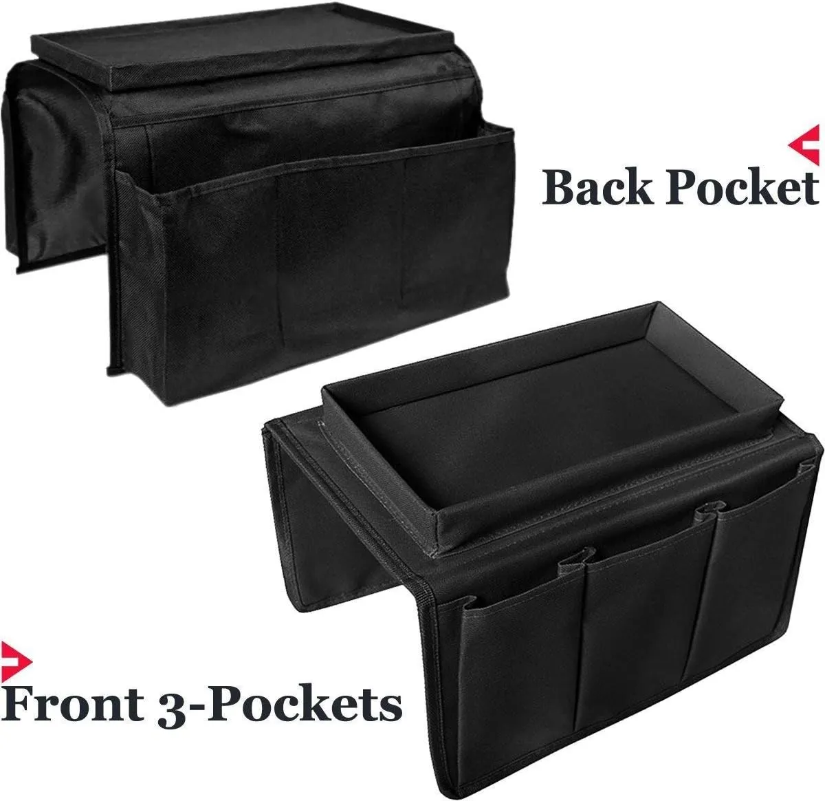 5 Pockets TV Remote Control Holder Couch Sofa Tray Armrest Organiser Oxford Chair Couch Caddy Sofa Armrest Bag Bedside Storage Hanging Organiser for Magazine Books Snack Mobile DVD Cellphone Drinker