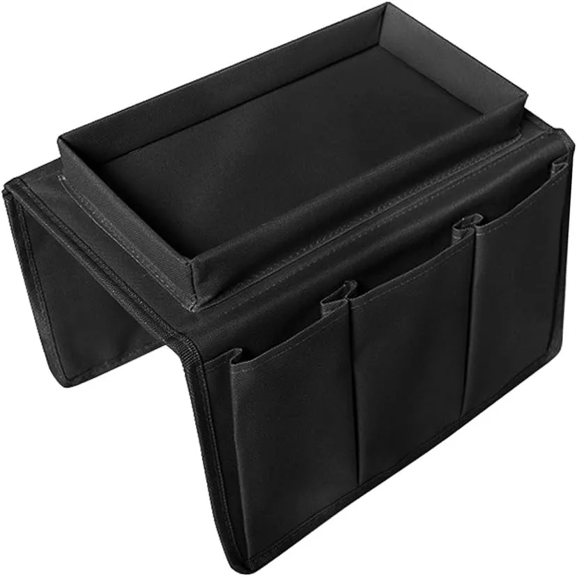 5 Pockets TV Remote Control Holder Couch Sofa Tray Armrest Organiser Oxford Chair Couch Caddy Sofa Armrest Bag Bedside Storage Hanging Organiser for Magazine Books Snack Mobile DVD Cellphone Drinker