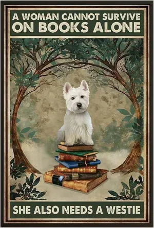500 Piece Wooden Jigsaw Puzzles for Adults Family Elderly A Woman Cannot Survive On Books Alone She Also Need A Westie Dog Puzzle Game for Family Art Decorations Funny 500 Piece Puzzle Toy Gift