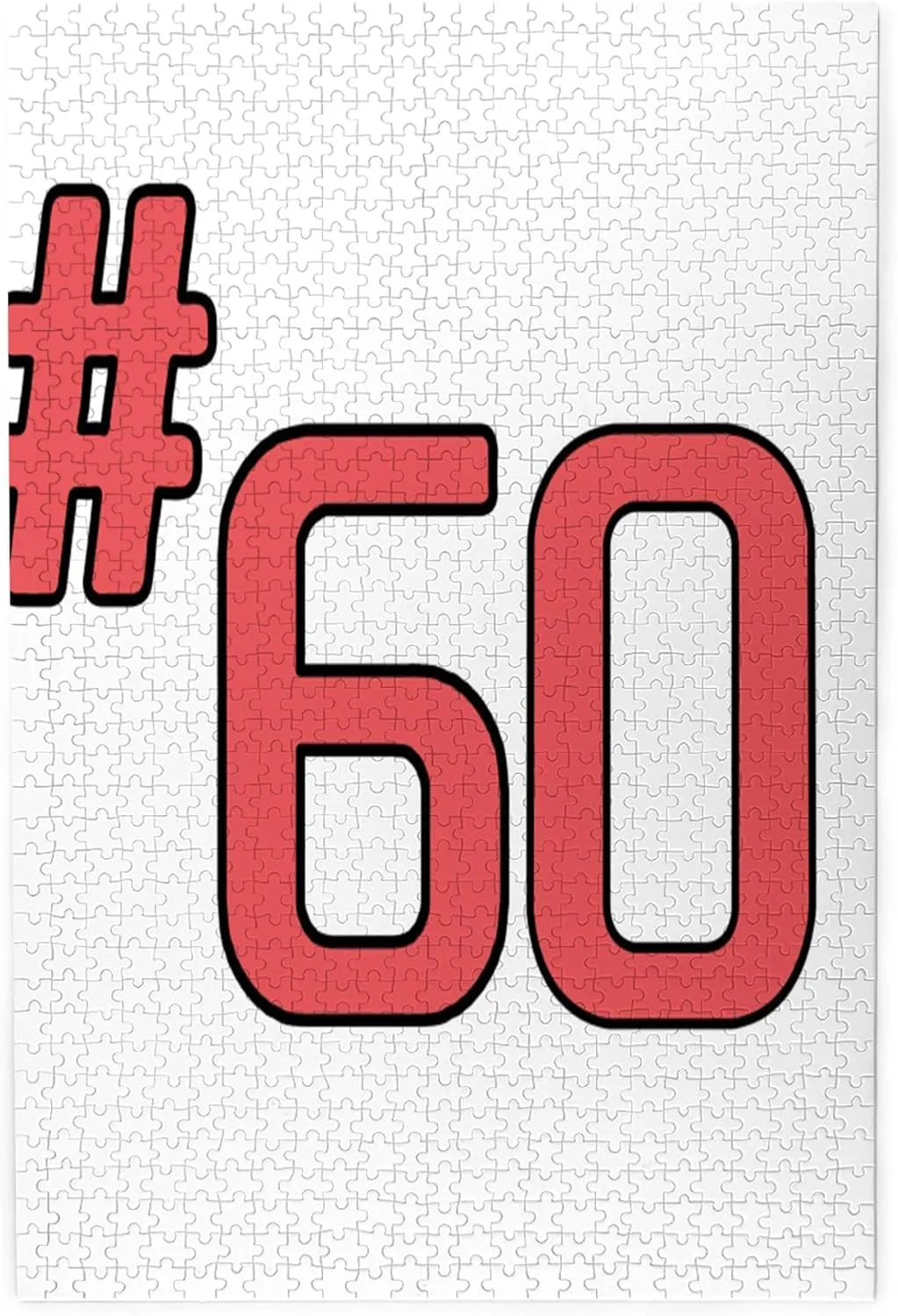 #60 Design,Puzzle Board,Portable Wooden Jigsaw Puzzle for Adults,Team Number 60,Birthday Gift for Family and Friends,Red and Black Plastic Box Storage 1000PCS