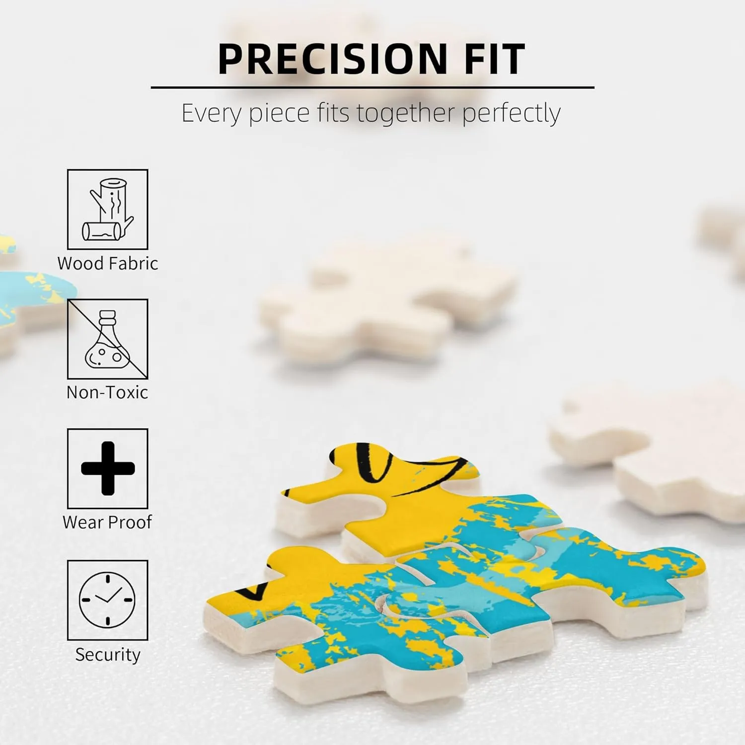 Abstract Wave Print,Portable Wooden Jigsaw Puzzle for Adults,Japanese Wave Style Print,Birthday Gift for Family and Friends,Black White Plastic Box Storage 1000PCS
