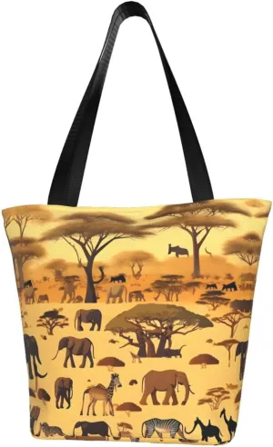 African grassland animals Women's fashion shoulder bag, shopping handbag, suitable for weekend travel shopping shoulder bag messenger bag