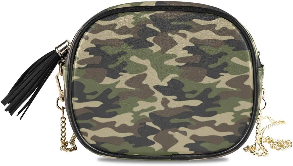 ALAZA Camouflage Cross Body Fashion Chain Bag Single Shoulder PU Leather Purse for Women Girls
