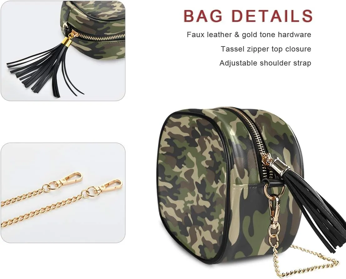 ALAZA Camouflage Cross Body Fashion Chain Bag Single Shoulder PU Leather Purse for Women Girls