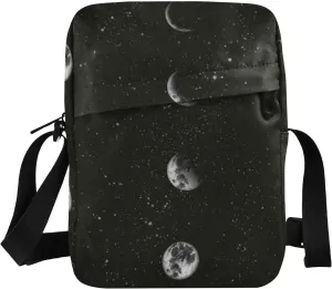 ALAZA Moon Phases in The Night Sky Crossbody Bag Small Messenger Bag Shoulder Bag with Zipper for Women Men