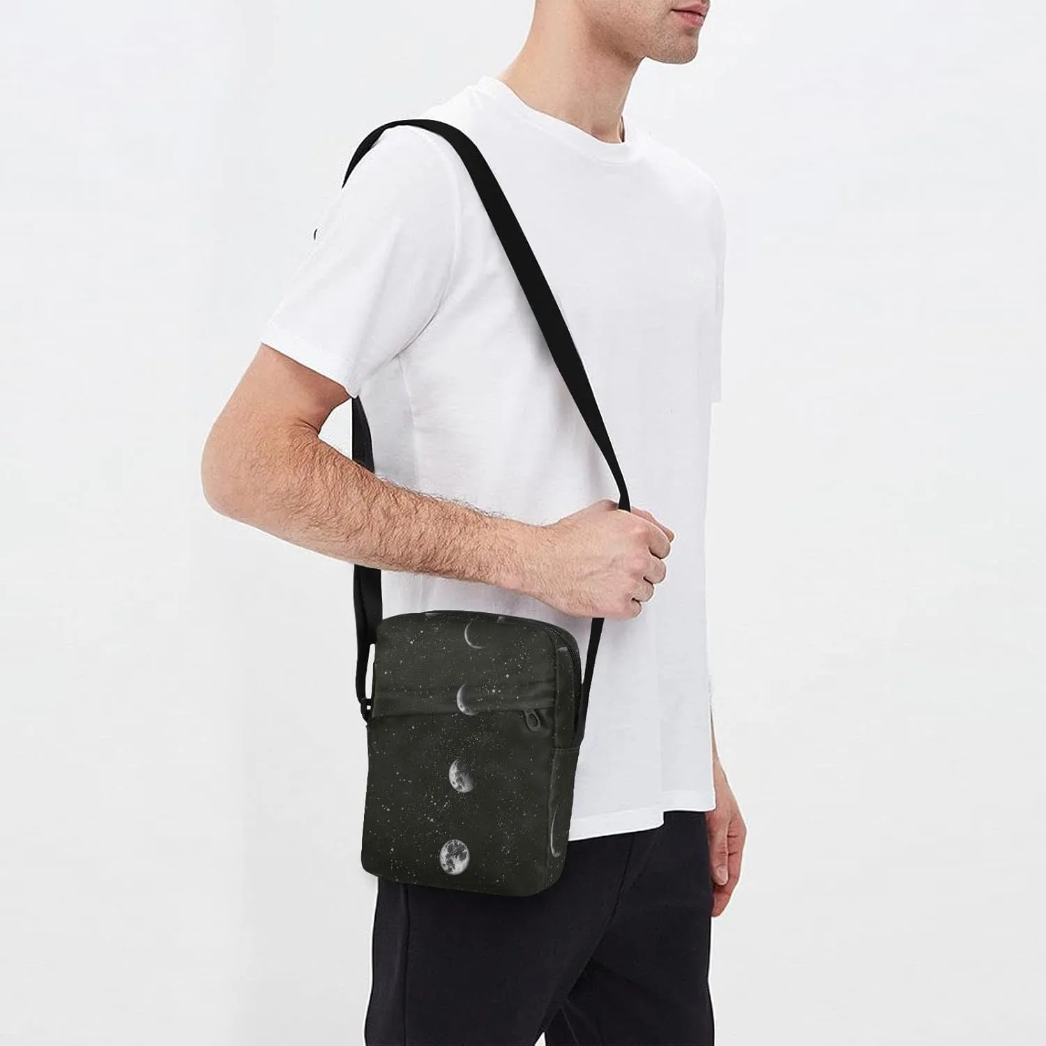 ALAZA Moon Phases in The Night Sky Crossbody Bag Small Messenger Bag Shoulder Bag with Zipper for Women Men