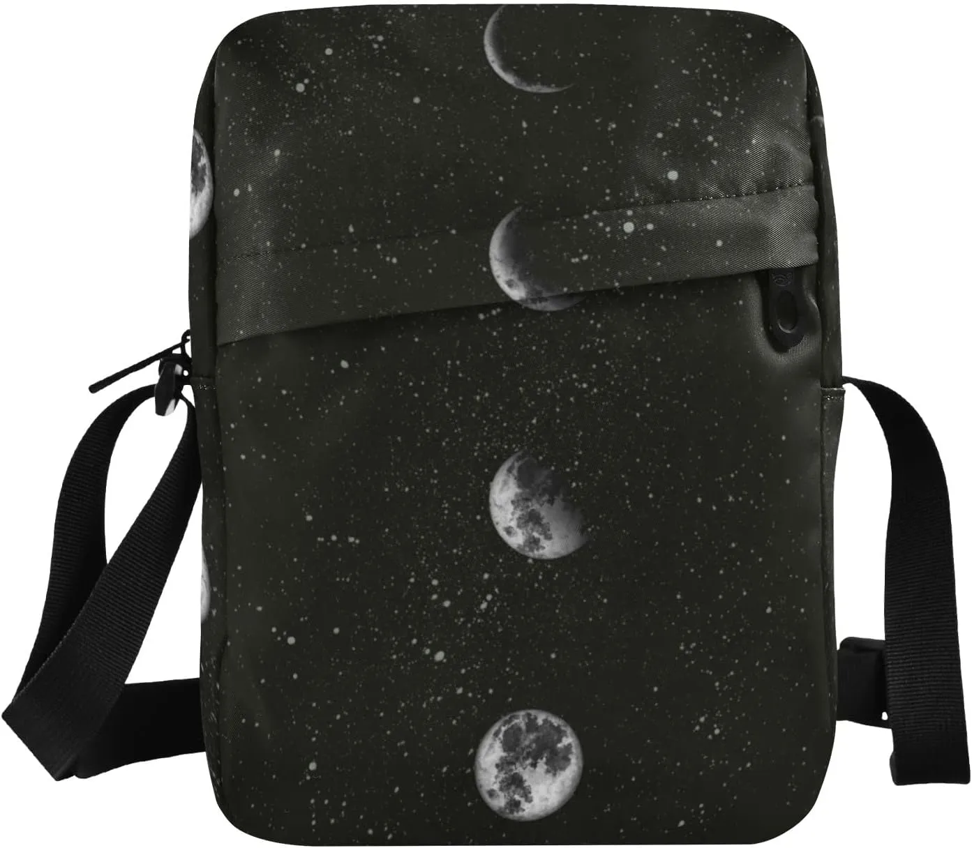 ALAZA Moon Phases in The Night Sky Crossbody Bag Small Messenger Bag Shoulder Bag with Zipper for Women Men