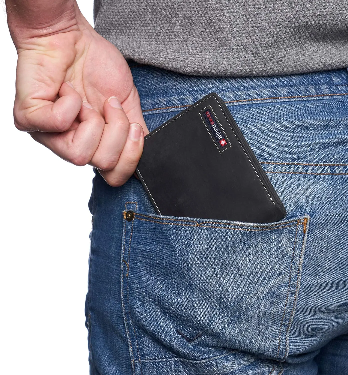 Alpine Swiss Mens Wallet for Men | RFID Protected Leather Mens Wallet | Spencer Bifold with Divided Bill Section | Gift Box | 2 ID Windows | 14 Card & Storage Pockets for Organization