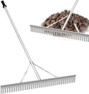 Aluminum Landscape Rake,36" Landscape Rake,Leaf Rake with 67 Inch Handle,Aluminum Yard Rake Tool for Loosening Soil,Lawn Care,Weeding Lake,Garden,Pond,Beach Landscaping(36" Head X 67" Handle)