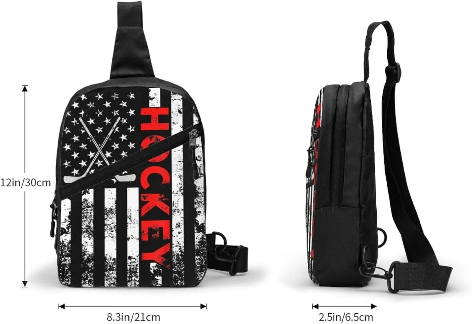 American Hockey Flag Portable Sling Bags Packable Crossbody Bag Foldable Sport Daypack Reusable Shoulder Backpack Diagonally Chest Bag for Workout Travel