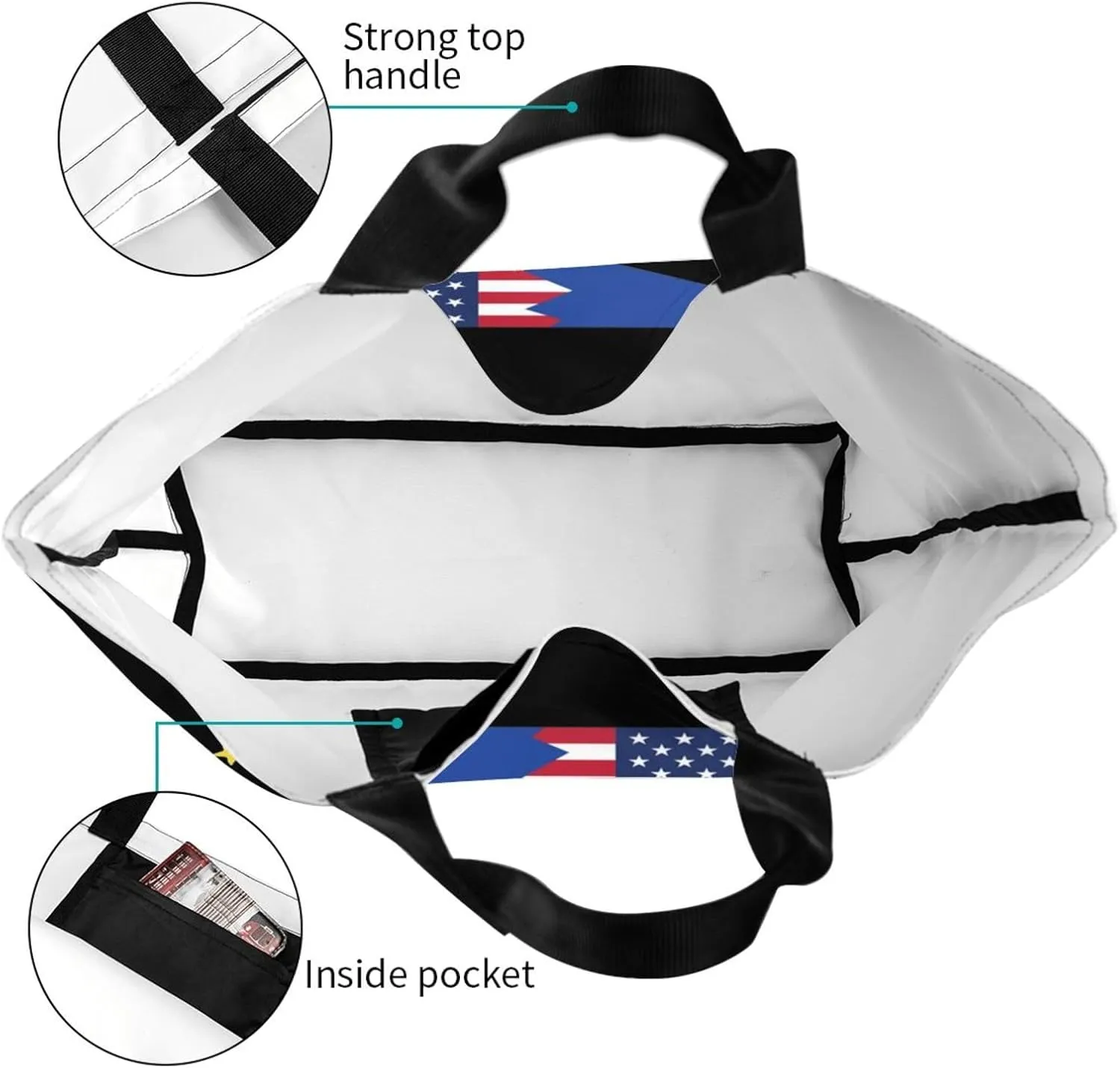 American Philippines Women's Lightweight Canvas Handbag Waterproof Reusable Shopping Bag