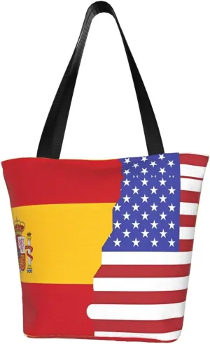 American Spain Flag Women's fashion shoulder bag, shopping handbag, suitable for weekend travel shopping shoulder bag messenger bag