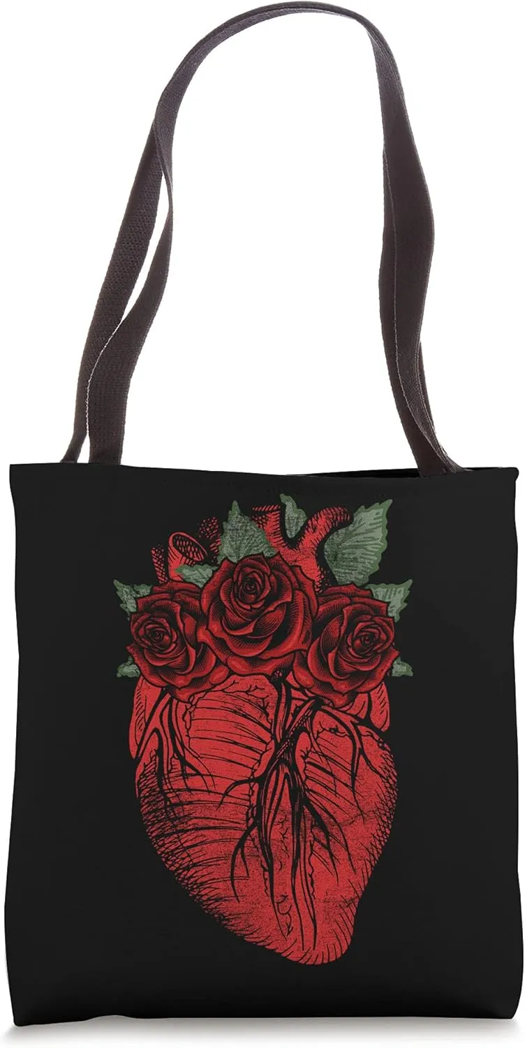 Anatomy Heart Flowers Doctor Nurse Cardiologist Cardiology Tote Bag