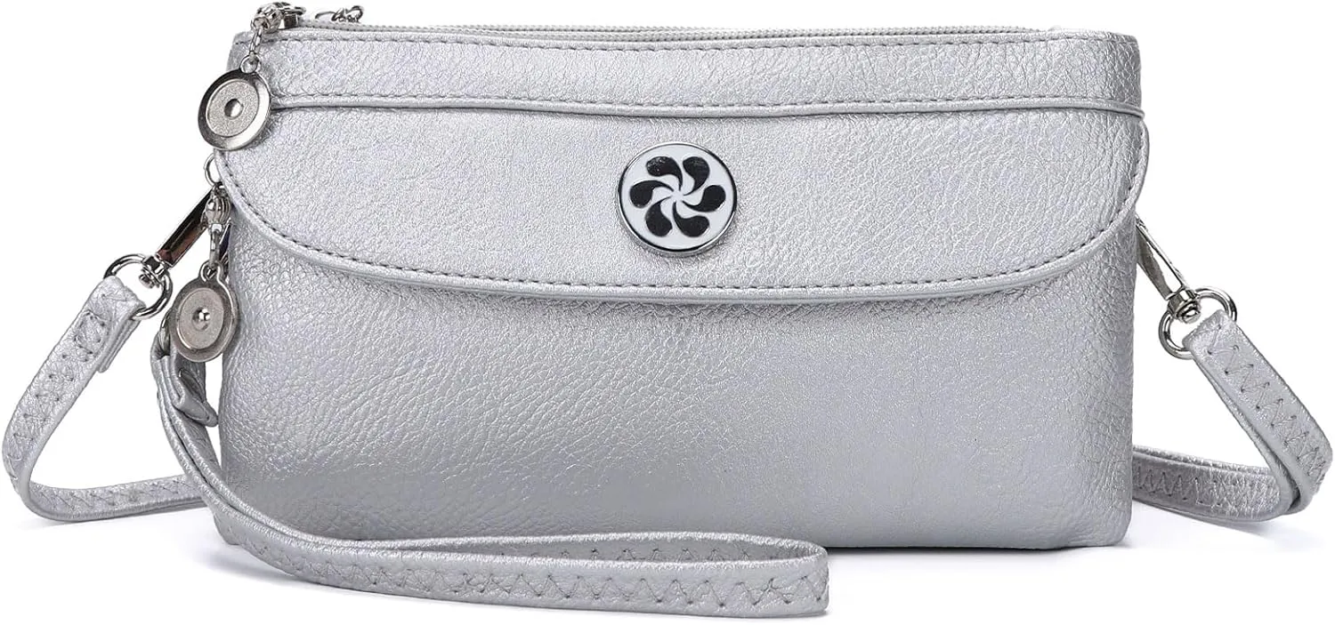Angel Kiss Crossbody Bags Small Purses for Women Vegan Leather Cell Phone Wallet Purse with Wristlet Strap