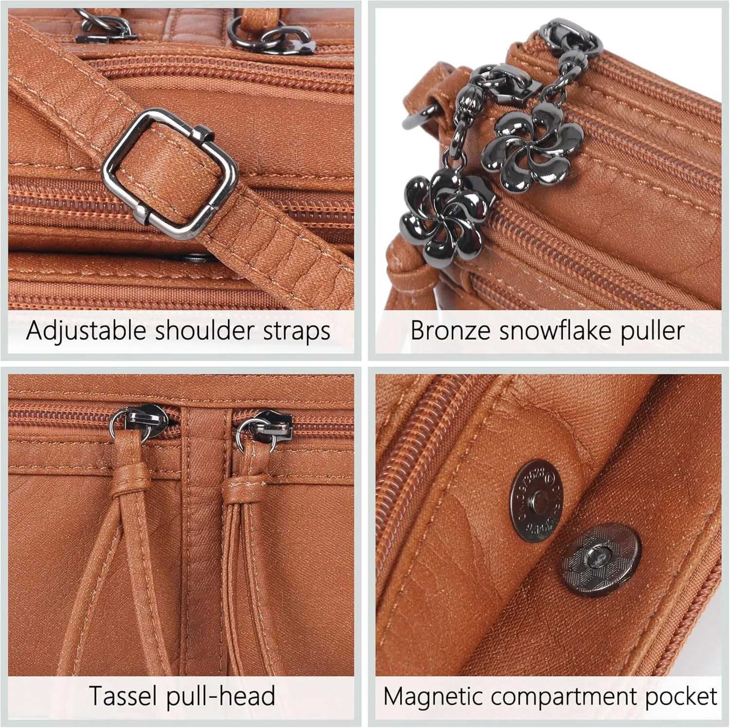 Angel Kiss Small Crossbody Bag for Women Leather Crossbody Purse Triple Compartments Cell Phone Purse Shoulder Bags for Women