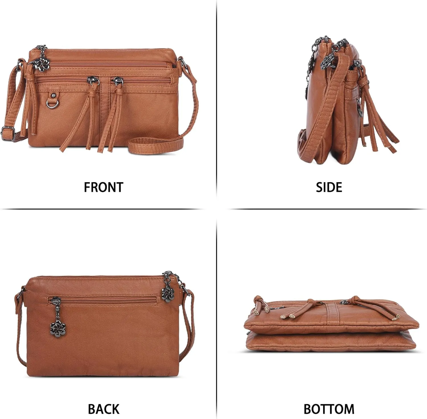 Angel Kiss Small Crossbody Bag for Women Leather Crossbody Purse Triple Compartments Cell Phone Purse Shoulder Bags for Women