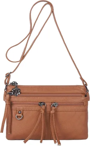 Angel Kiss Small Crossbody Bag for Women Leather Crossbody Purse Triple Compartments Cell Phone Purse Shoulder Bags for Women