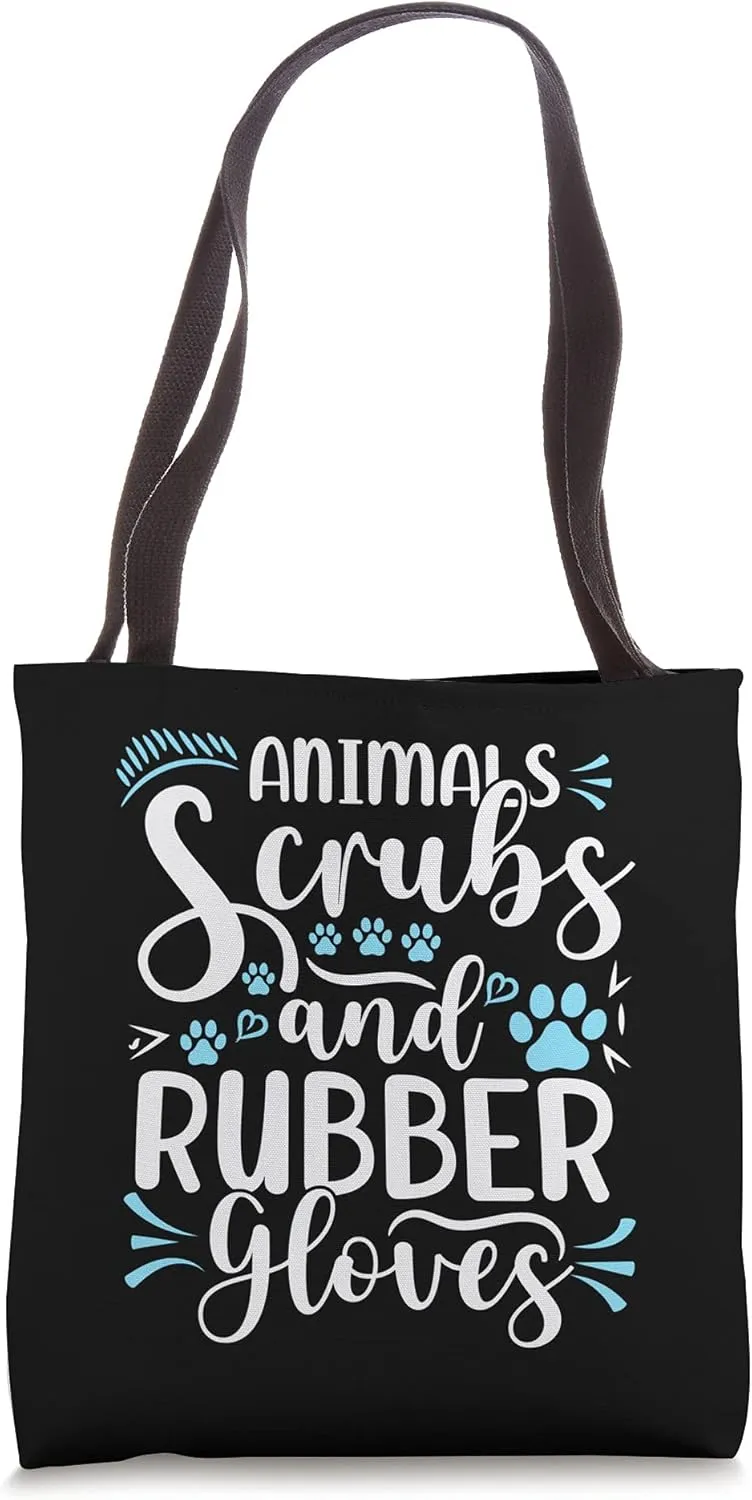 Animals Scrubs and Rubber Gloves Vet Tech Week Appreciation Tote Bag