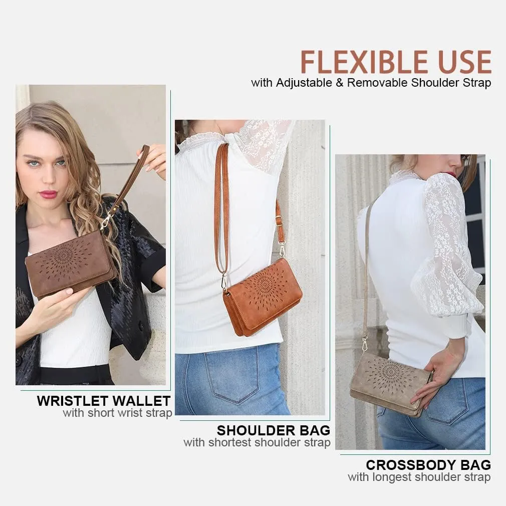 APHISON Crossbody Bags For Women,Wristlet Wallet Phone Purse Shoulder handbags Multi-Function Small RFID Clutch Card Holder