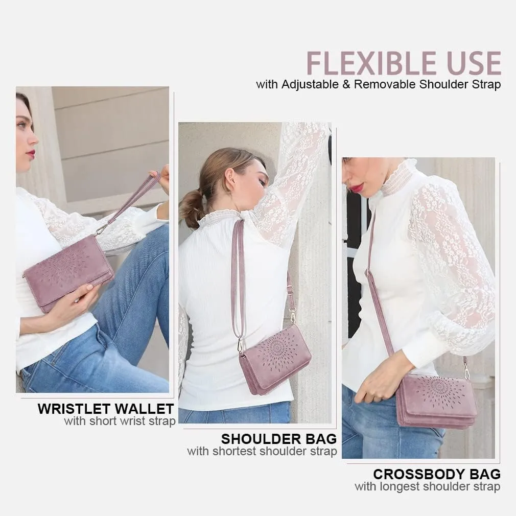 APHISON Crossbody Bags For Women,Wristlet Wallet Phone Purse Shoulder handbags Multi-Function Small RFID Clutch Card Holder