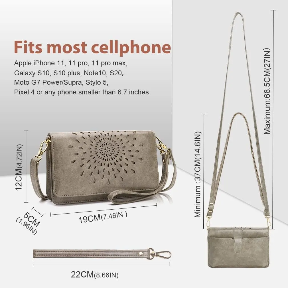 APHISON Crossbody Bags For Women,Wristlet Wallet Phone Purse Shoulder handbags Multi-Function Small RFID Clutch Card Holder