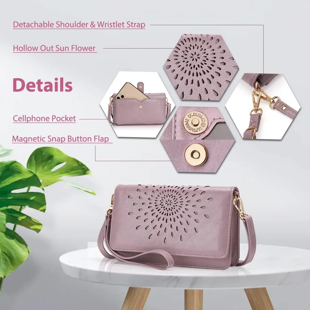 APHISON Crossbody Bags For Women,Wristlet Wallet Phone Purse Shoulder handbags Multi-Function Small RFID Clutch Card Holder