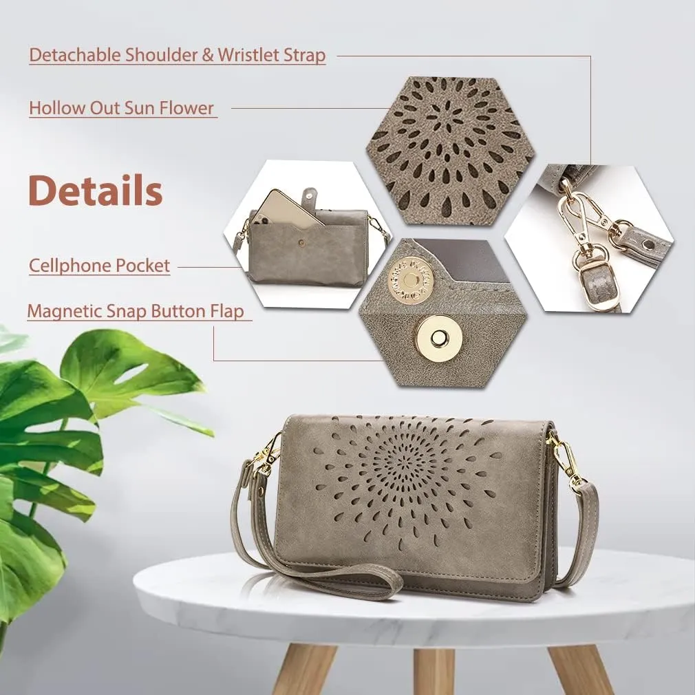 APHISON Crossbody Bags For Women,Wristlet Wallet Phone Purse Shoulder handbags Multi-Function Small RFID Clutch Card Holder