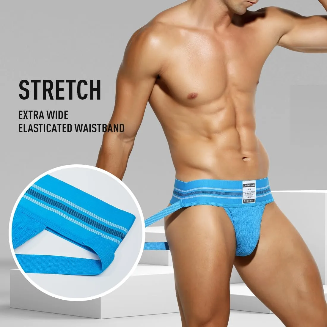 Arjen Kroos Men's Jock Strap High Elastic Jockstrap Underwear Breathable Athletic Supporter with Wide Waistband 4 Pack