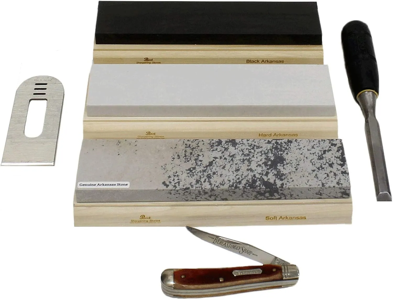Arkansas Sharpening Stone Set - Wood Mounted 10"